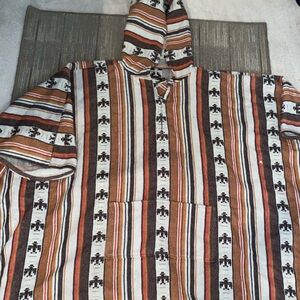 Striped Hooded Cape Poncho